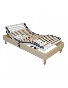 Sommier lit electrique de relaxation habillé tissu personnalisable 90x190