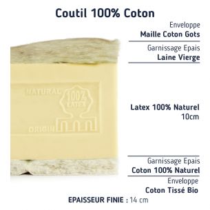 Matelas 70x140 latex naturel 14cm