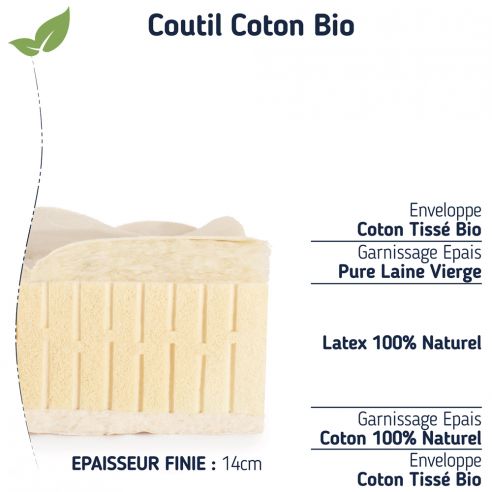 Matelas Bio 90 X 190 Latex Naturel Ideal Enfant