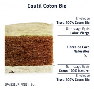 Matelas couffin ovale bio en fibres de coco pour bébé 2