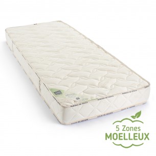 matelas grand confort en latex 100% naturel, accueil MOELLEUX et 5 zones de confort