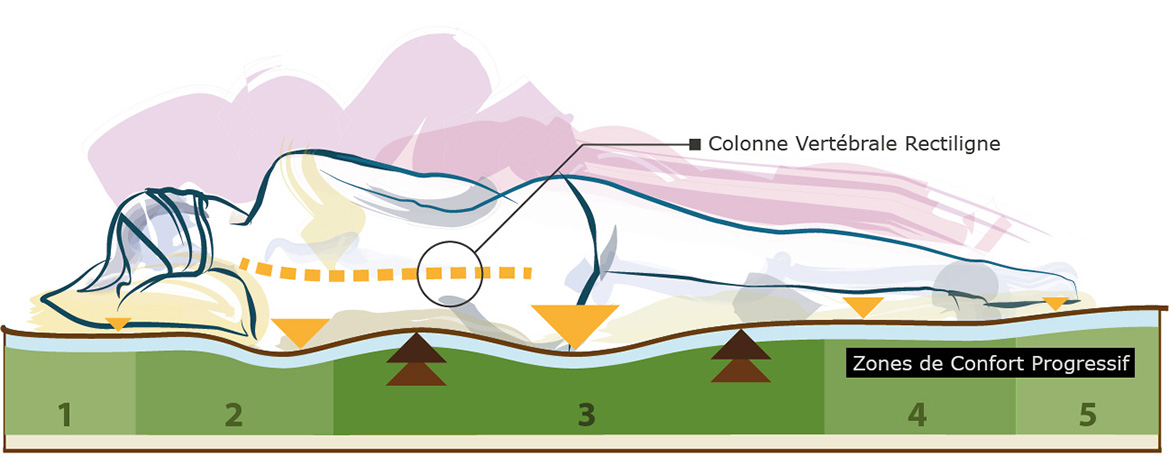 Matelas 5 zones grand confort moelleux